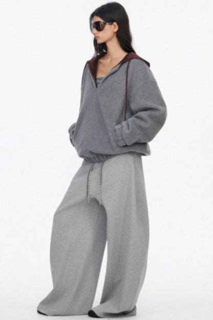 Loose Wool V-Neck Knit Sweatshirt