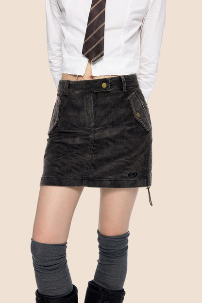 Retro Corduroy A-Line Skirt