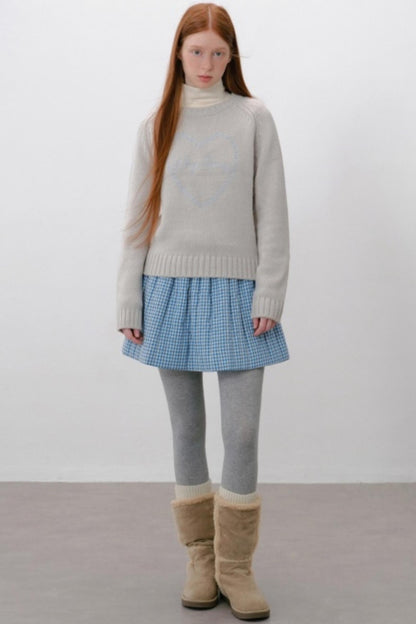 Elasticated Plaid Quilted A-Line Skirt