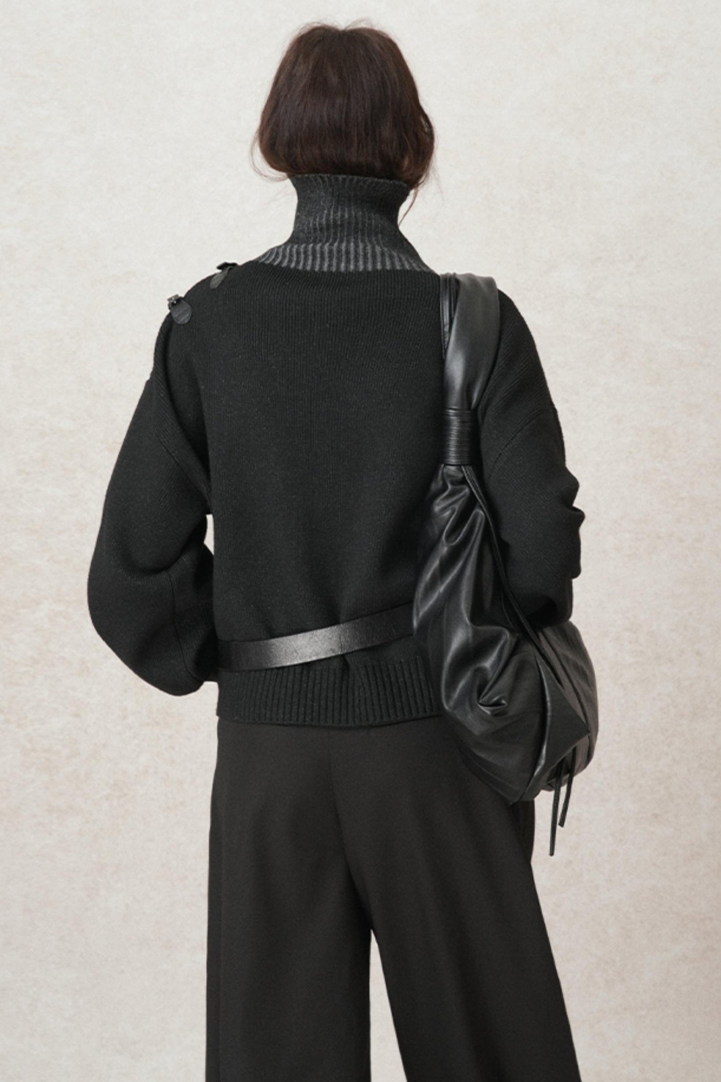 Hand-Woven Leather Loop Sweater