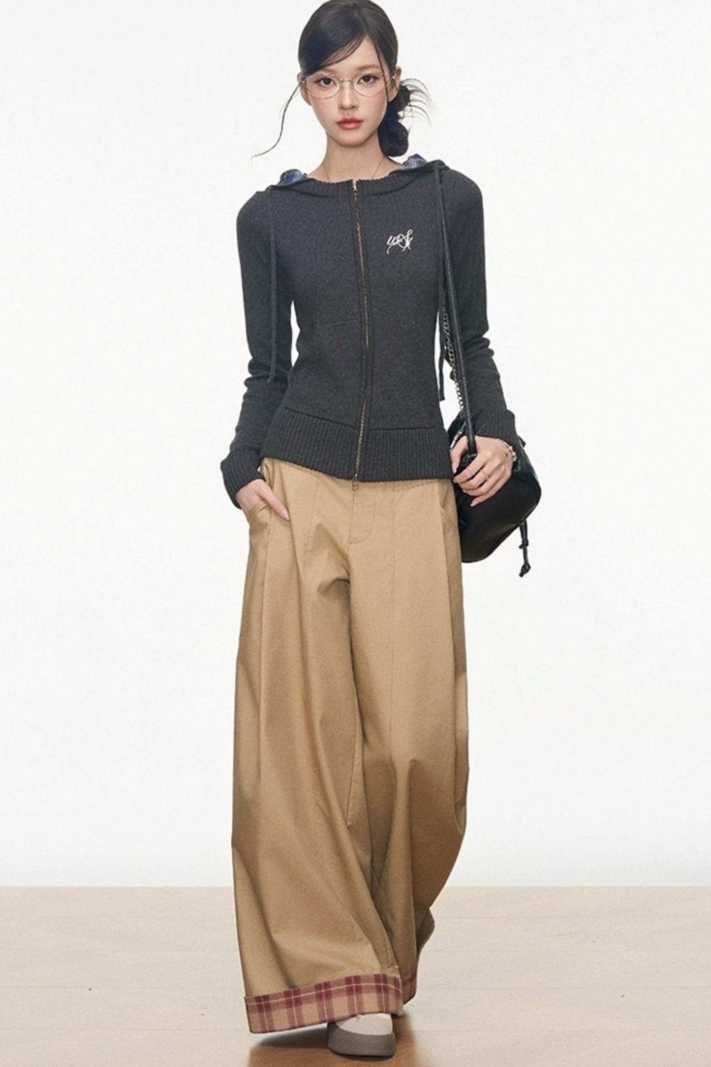Zipper Sweater With Trousers Set-Up