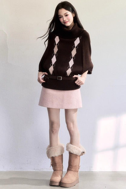 Retro Diamond Wool Knit Sweater