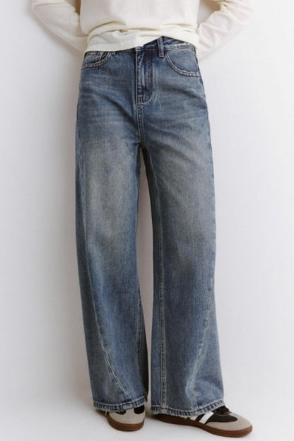 Retro Modern Blue Straight Jeans
