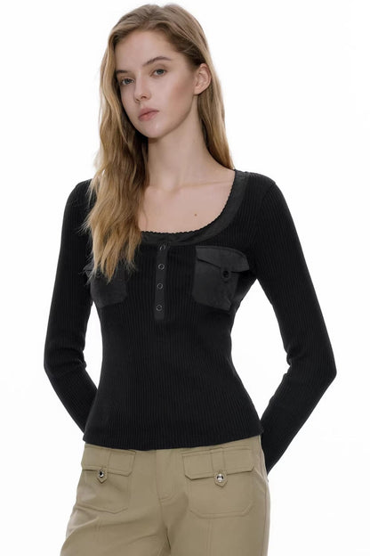 Henry Collar Knit Top