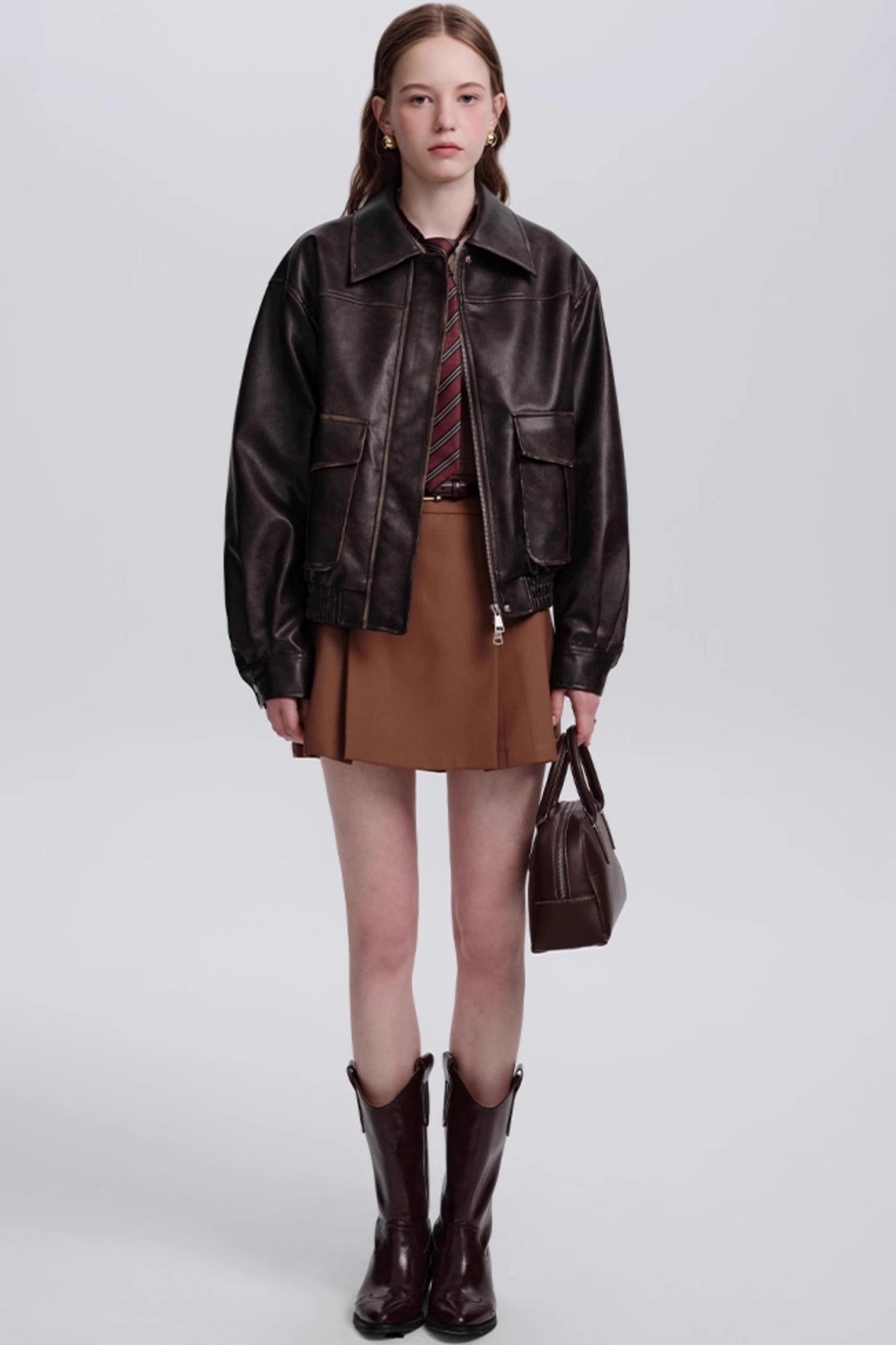 Lapel Leather Jacket