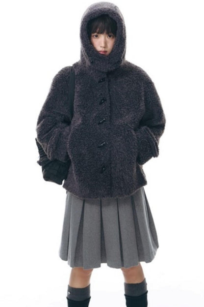 Cozy Hooded Lamb Wool Jacket