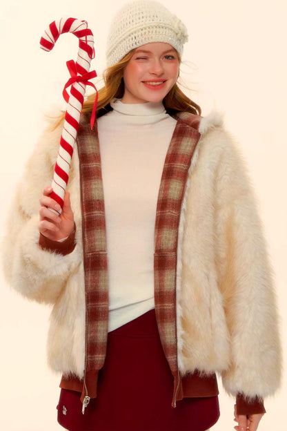 First Snow Plaid Reversible Coat