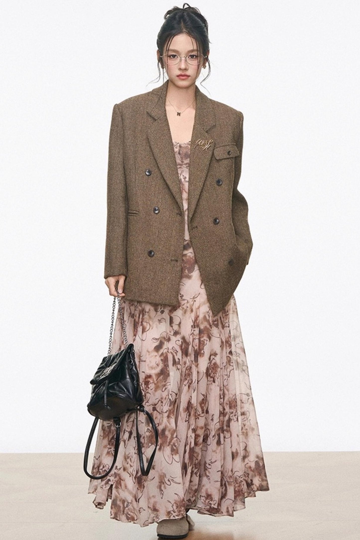 Casual Woolen Blazer Dress Set-Up