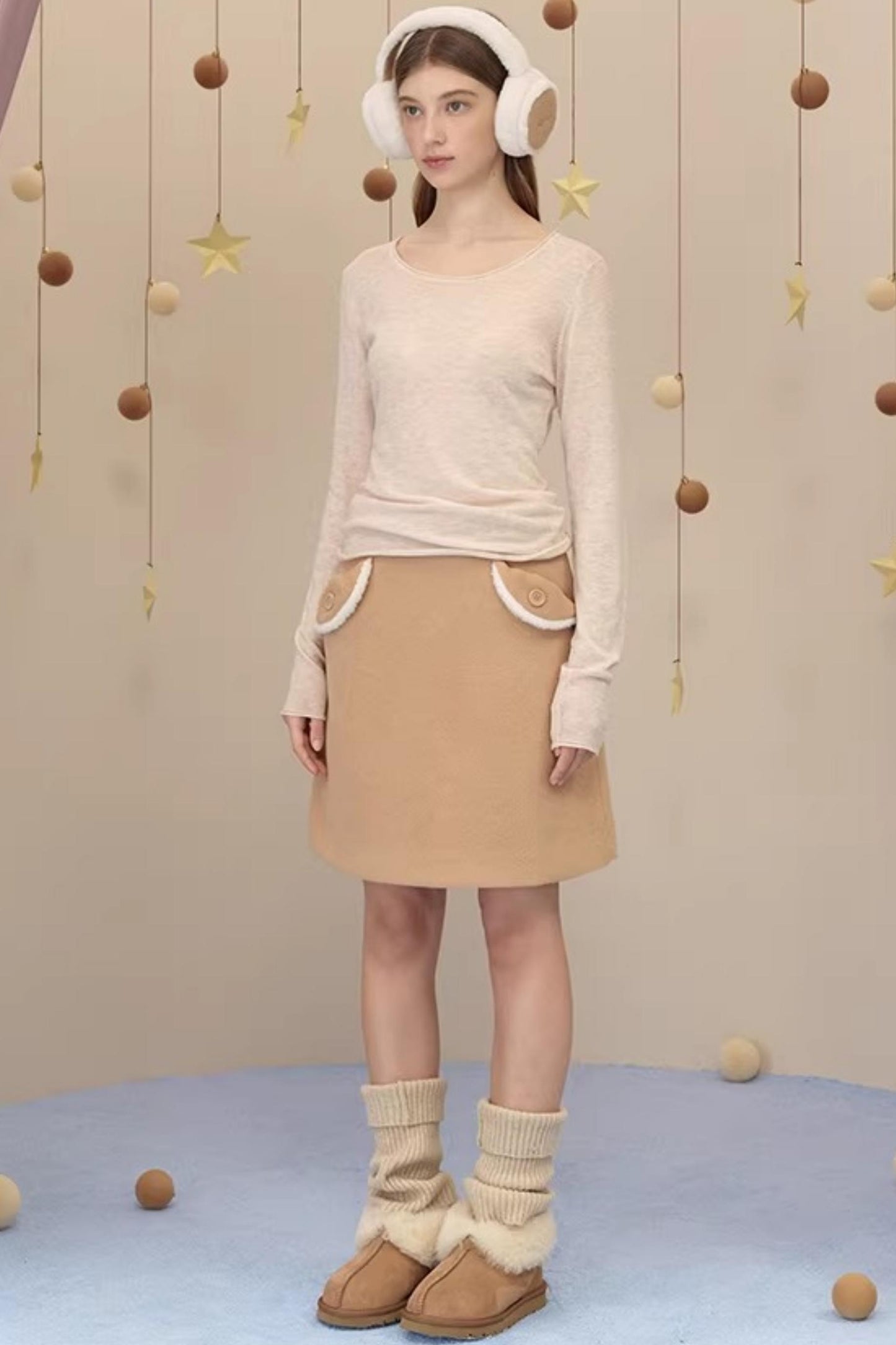 Snow Season Wool A-Line Skirt