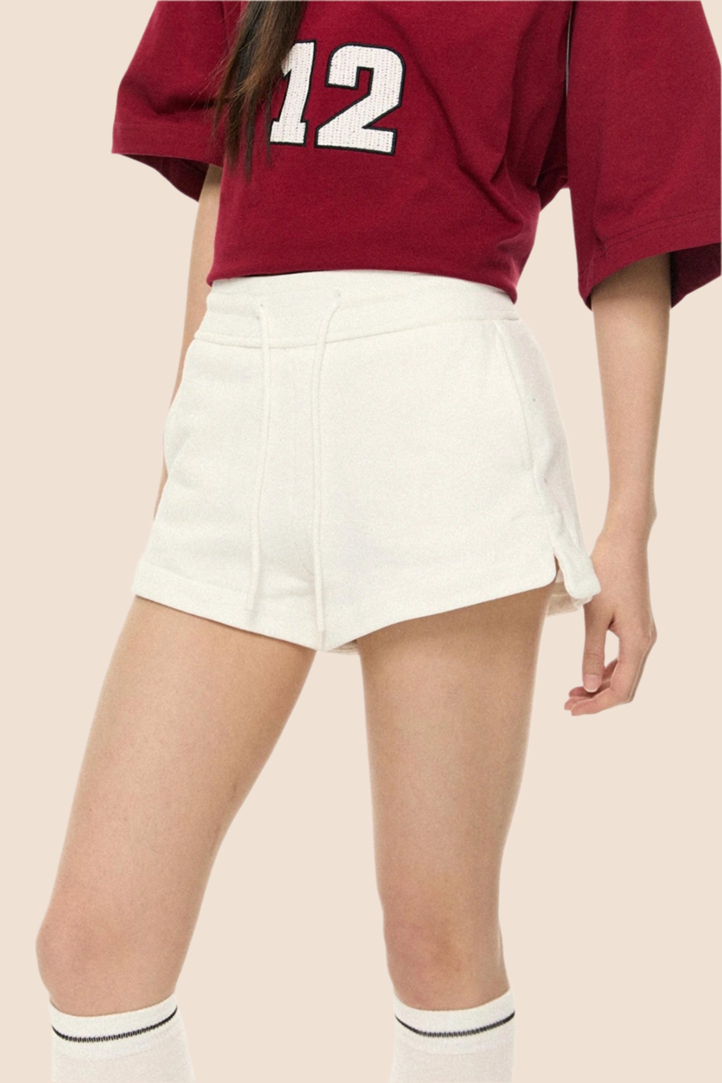 White High-Waist Hot Pants