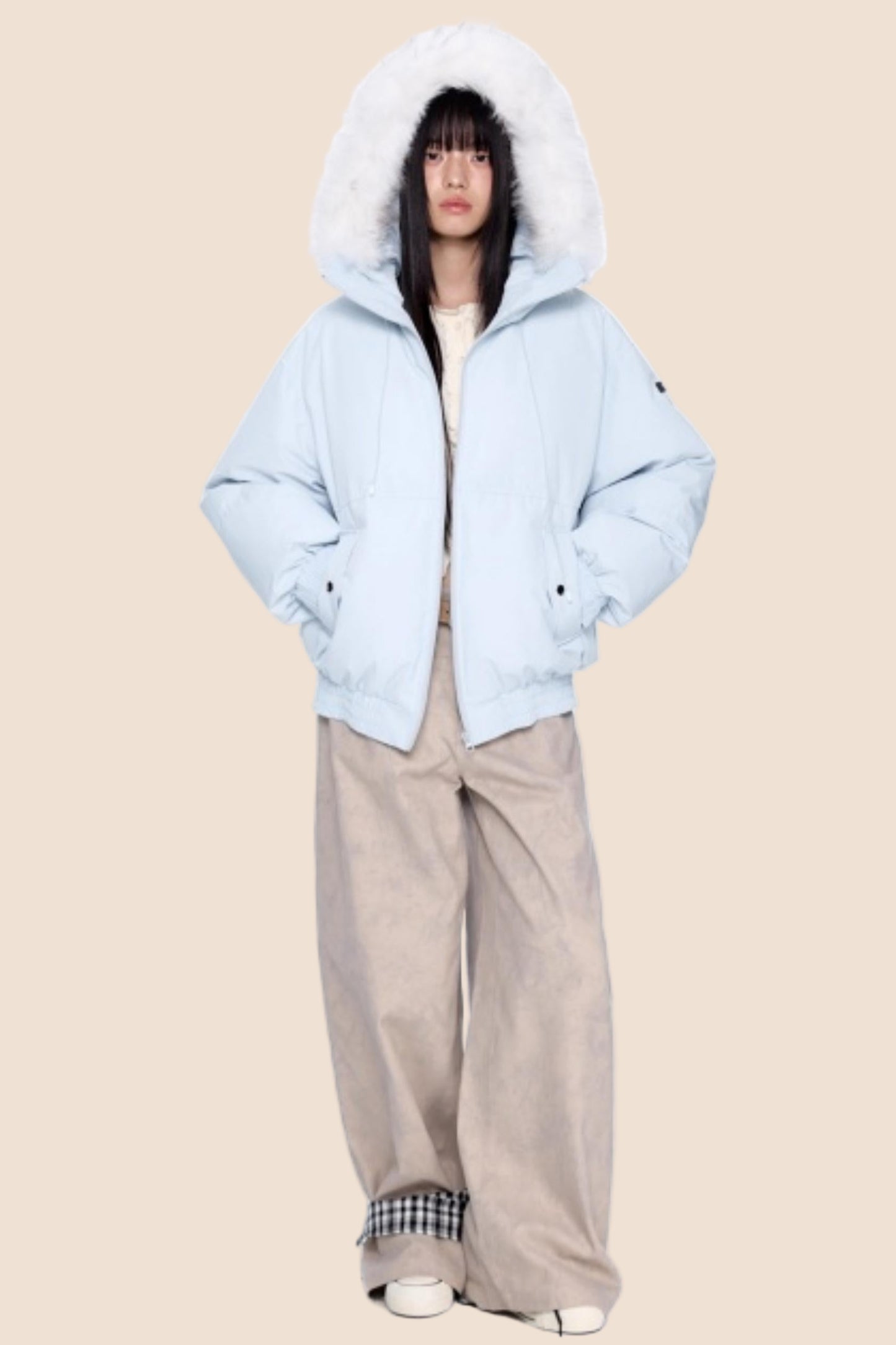 Fur Collar Hooded Down Coat