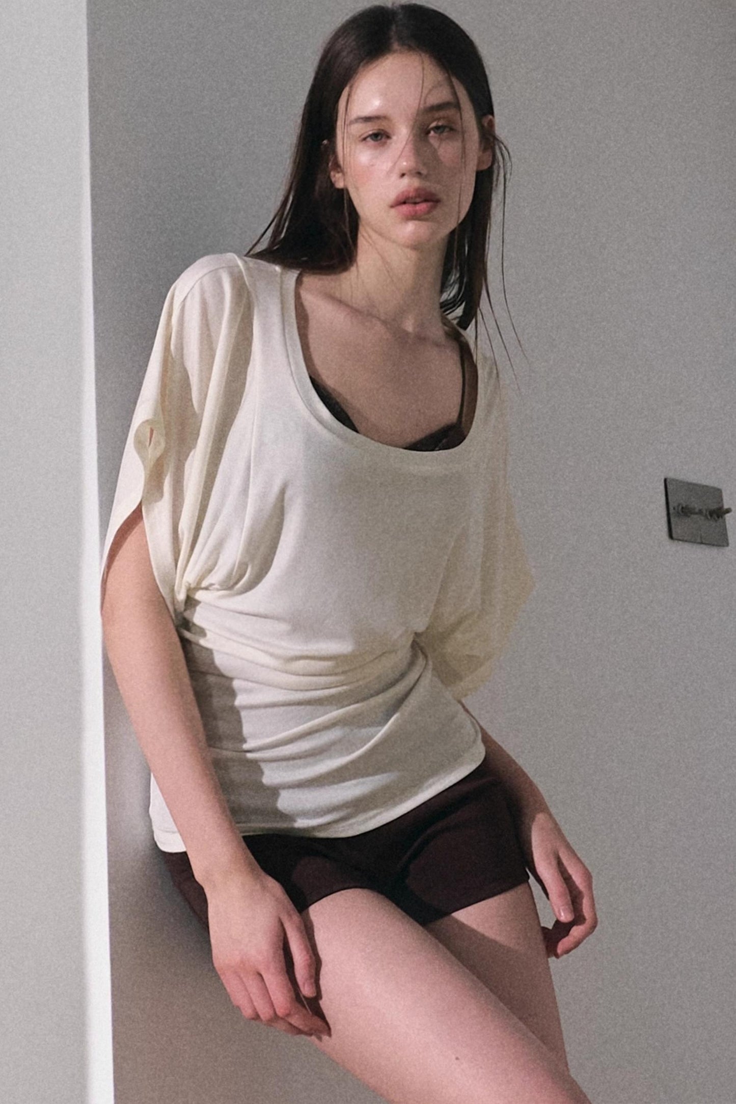 Classic Texture Slim High-Waisted Shorts