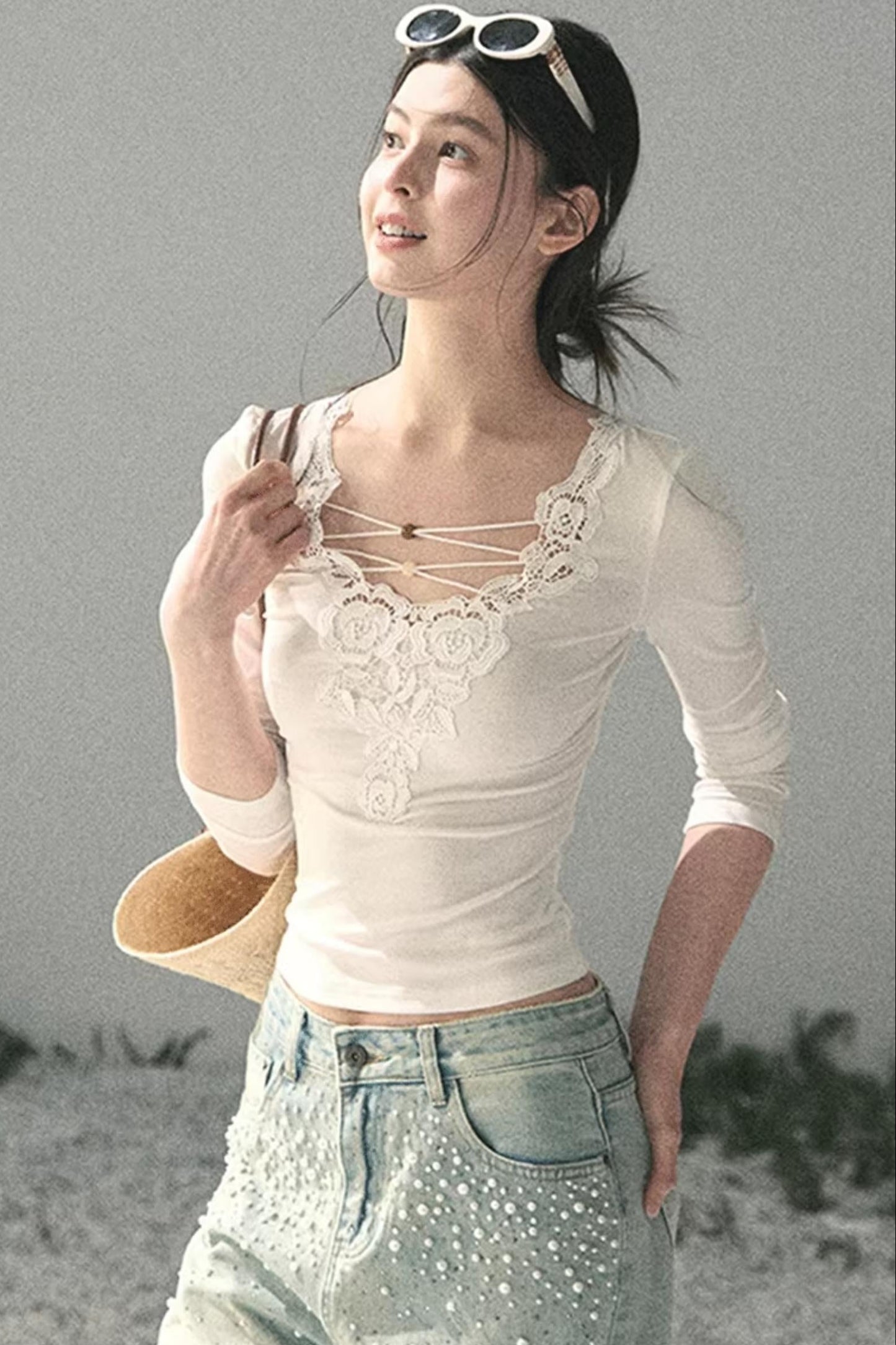 Lace V-Neck Summer Top