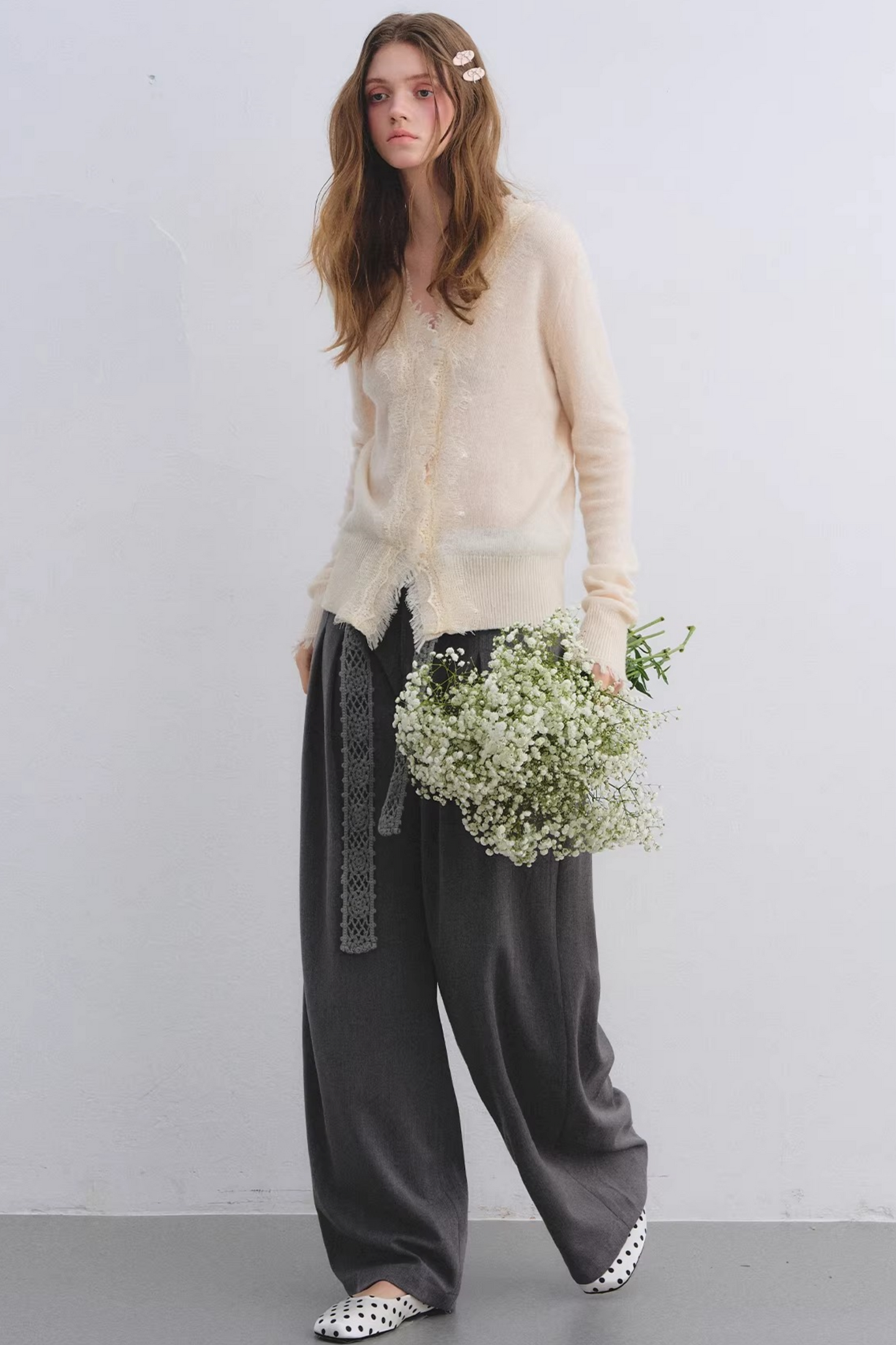 Crochet Pleated Suit Pants