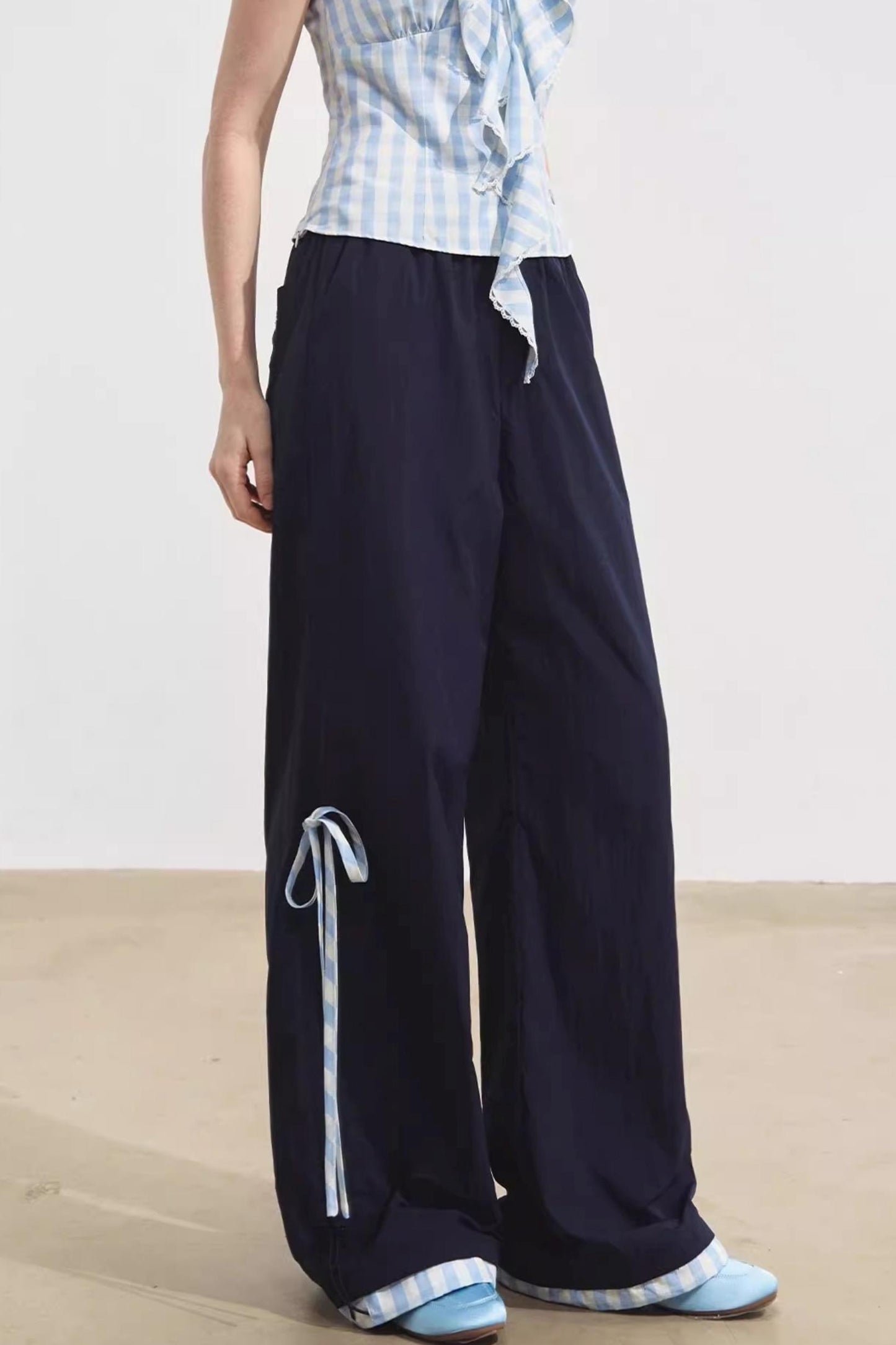 Floral Patchwork Plaid Trousers