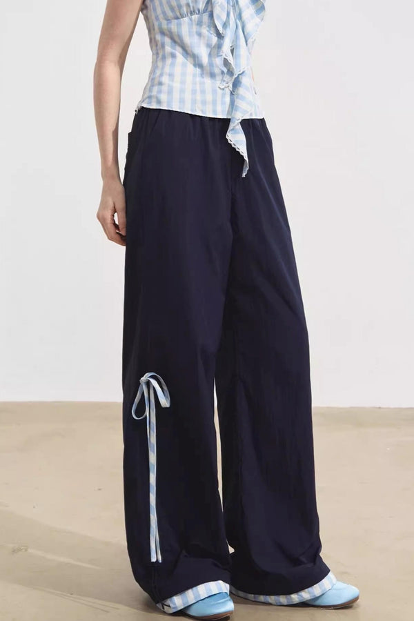 Floral Patchwork Plaid Trousers