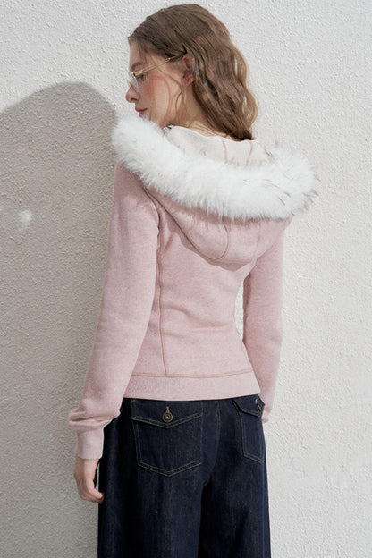 Pink Hooded Sweatshirt Jacket