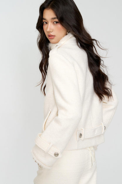 Exquisite Woolen Cropped Jacket Set-Up