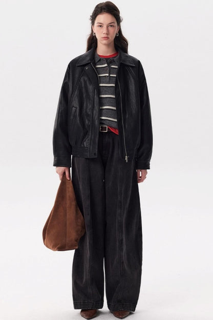 Autumn Black PU Leather Jacket