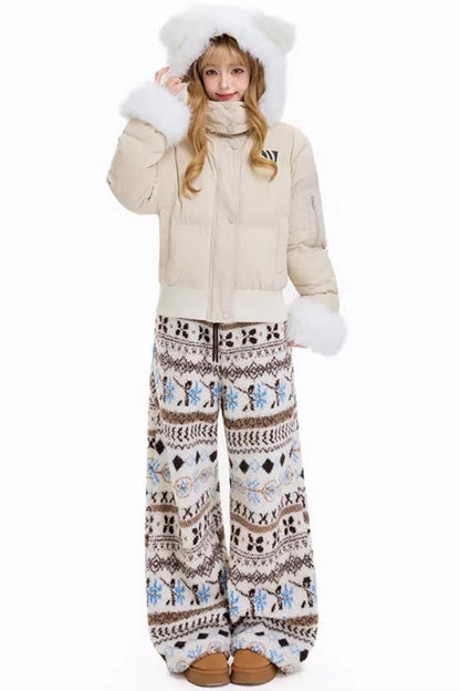 Retro Fair Isle Wool Pants