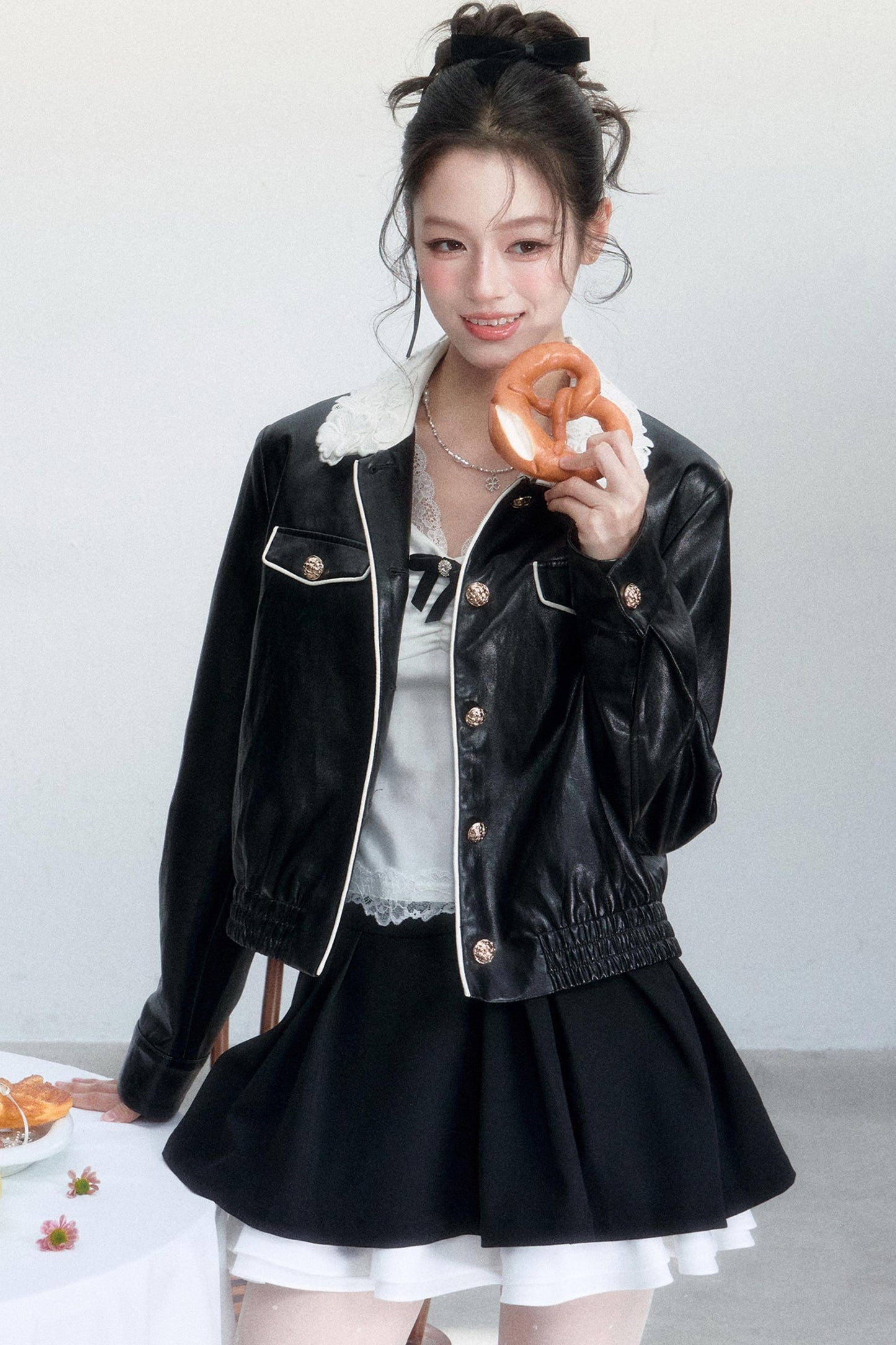 Lace Undercurrent Leather Jacket