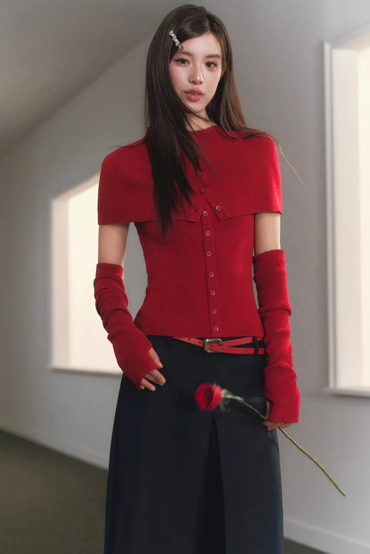 Slim-Fit Knit Cardigan Set-Up