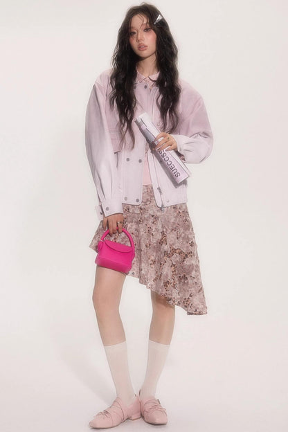 Pink Gradient Burst Leather Jacket