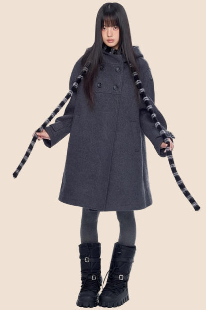 Retro Hooded Woolen Coat