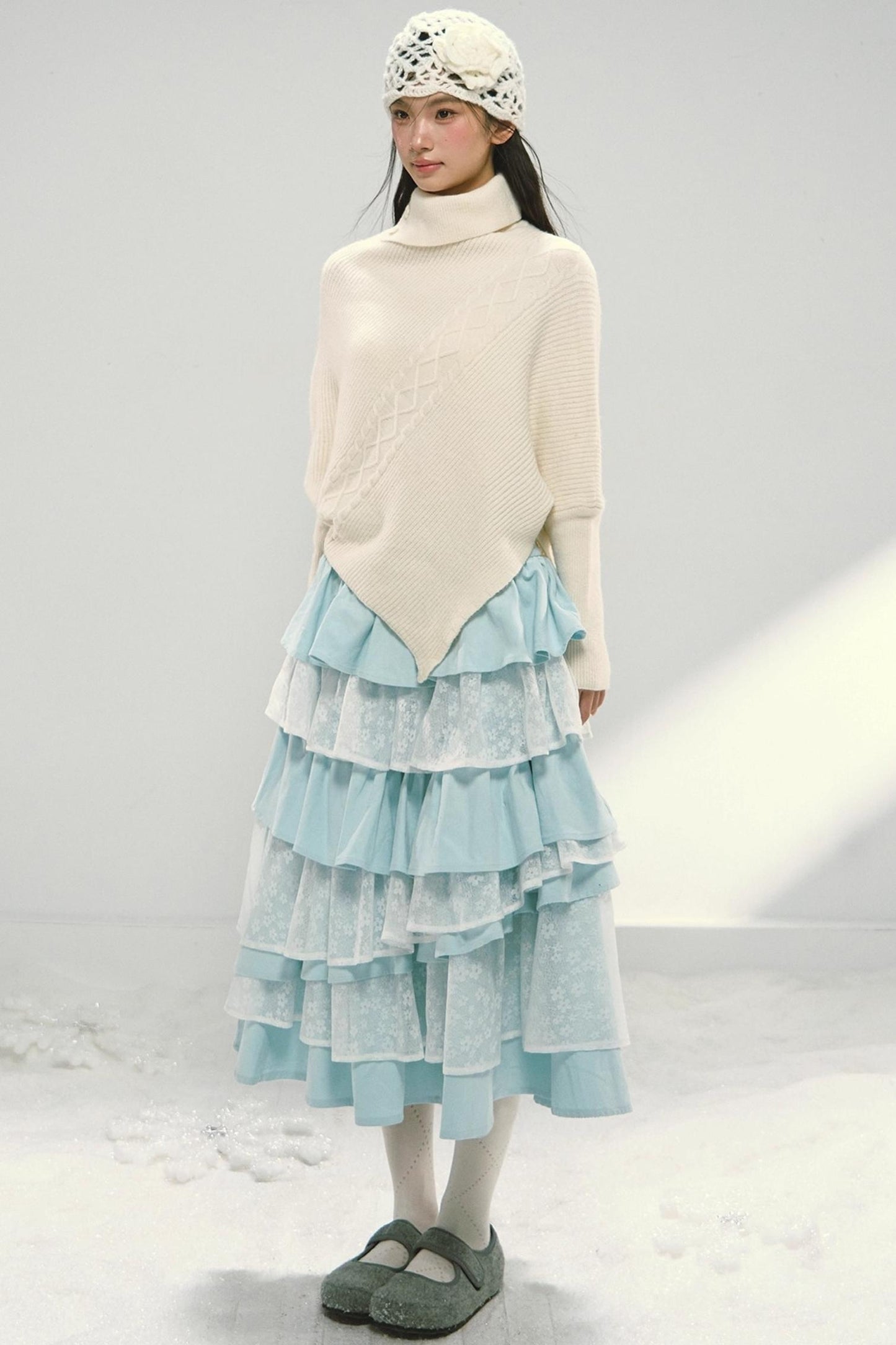 Lace Patchwork Puffy Skirt