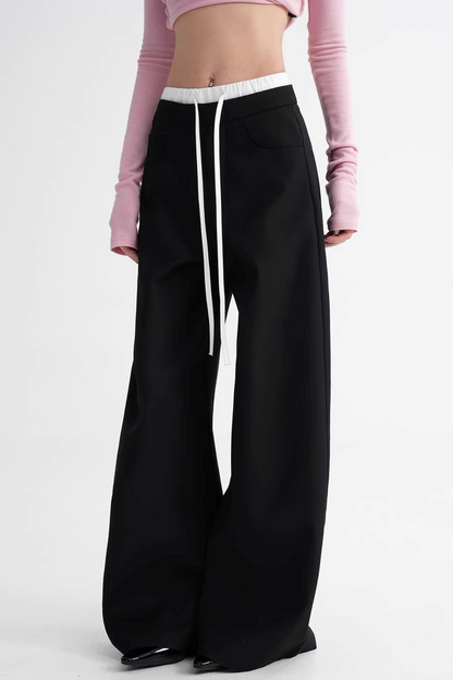 Elegant Color-Blocking Wide-Leg Pants