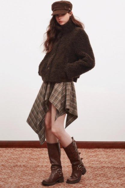 Slim Atmosphere Plaid Skirt
