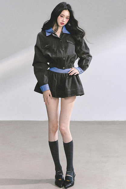 Womens Coat & Short Skirt Set-Up