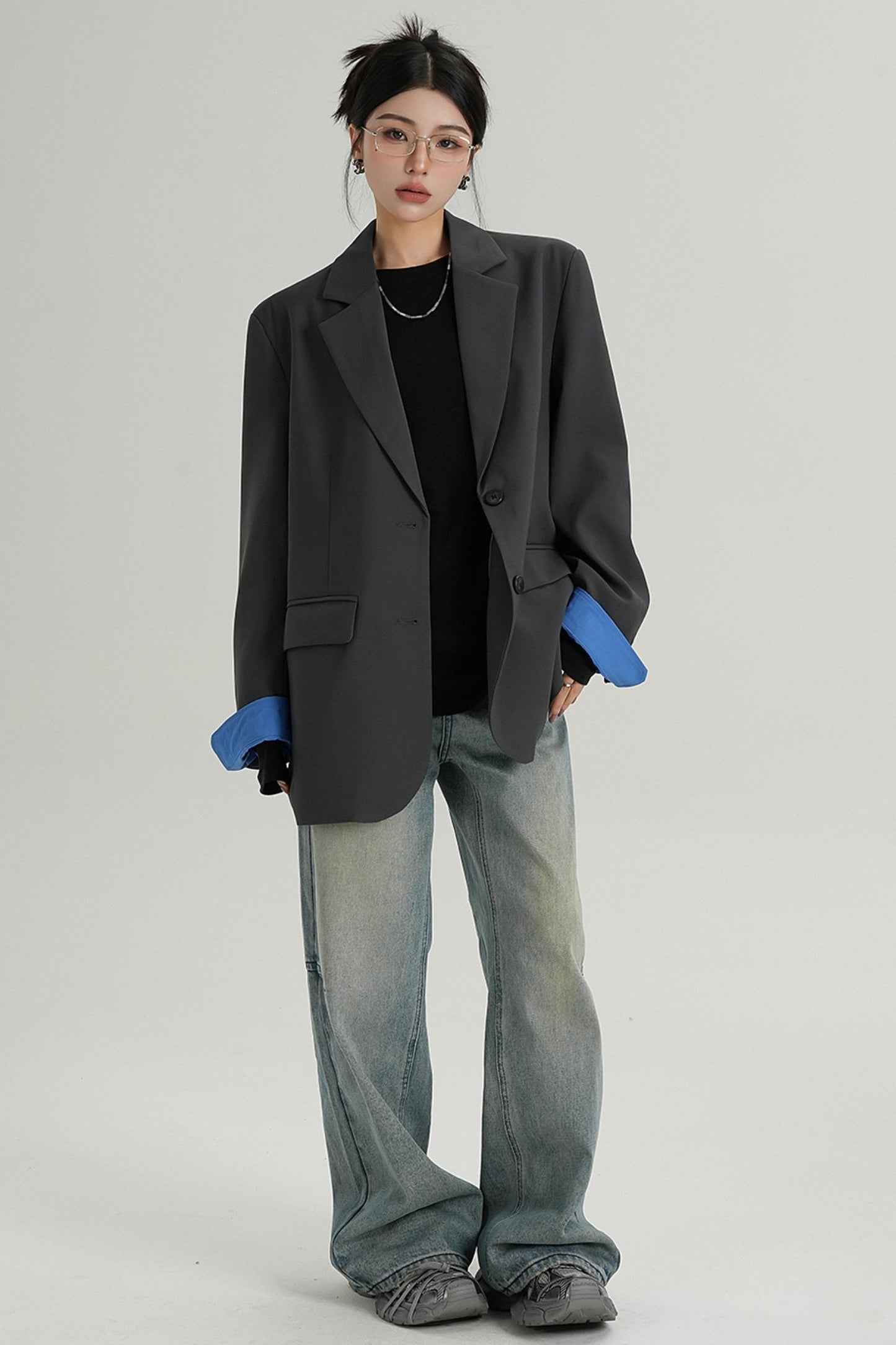 Blazer à lacets de design tempérament 