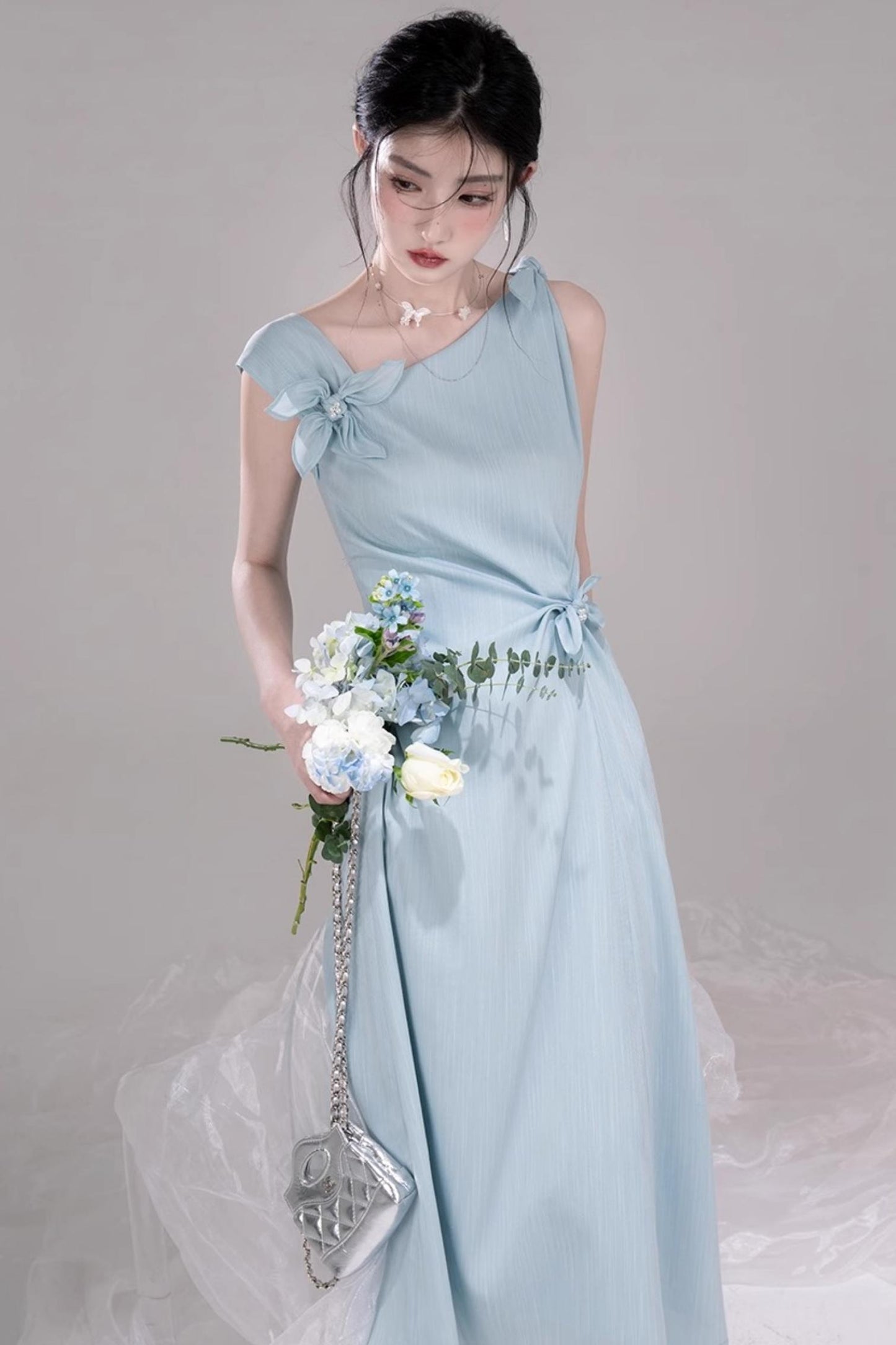 Twisted Cyan Blue Dress