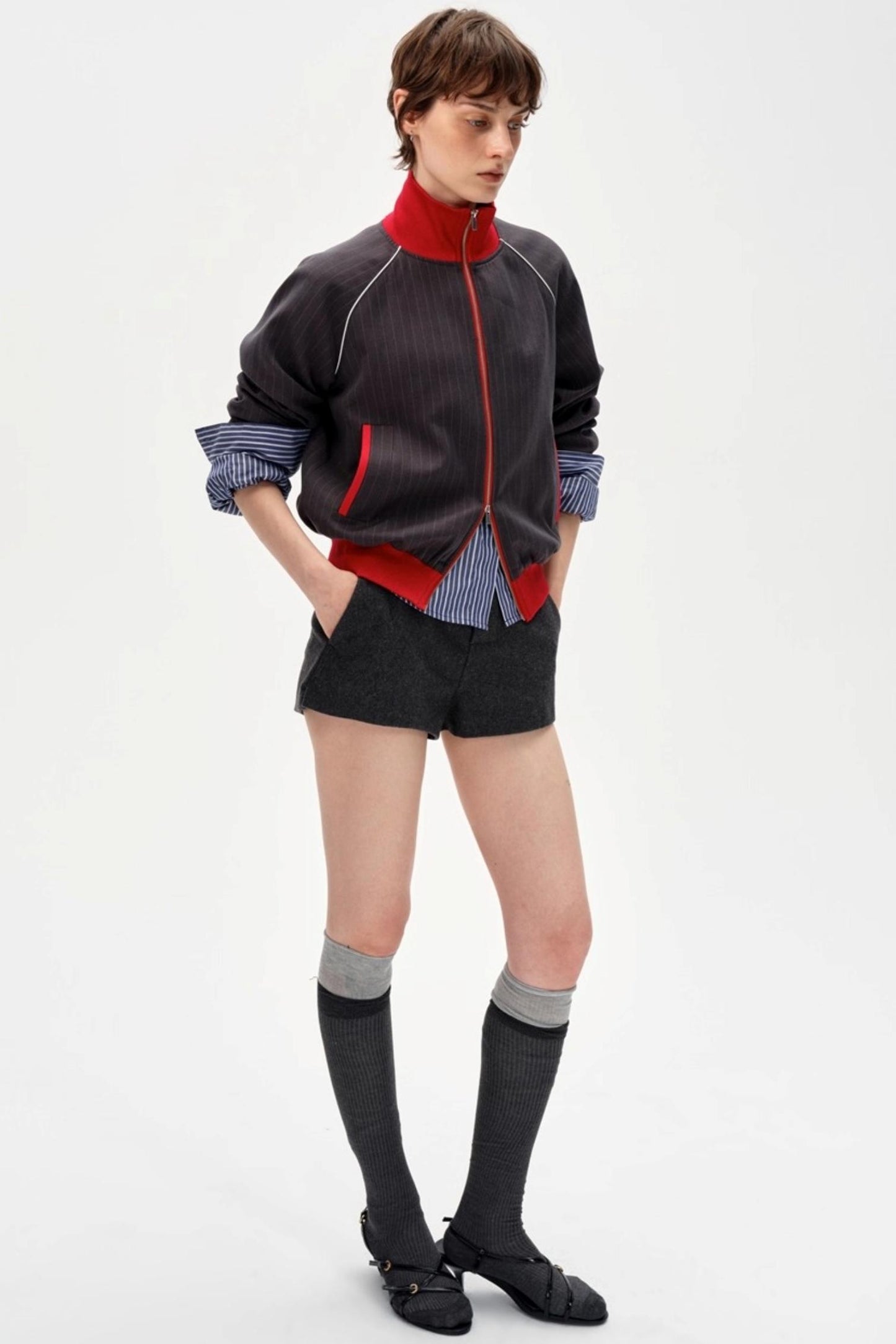 Retro Double Zipper Slim Jacket