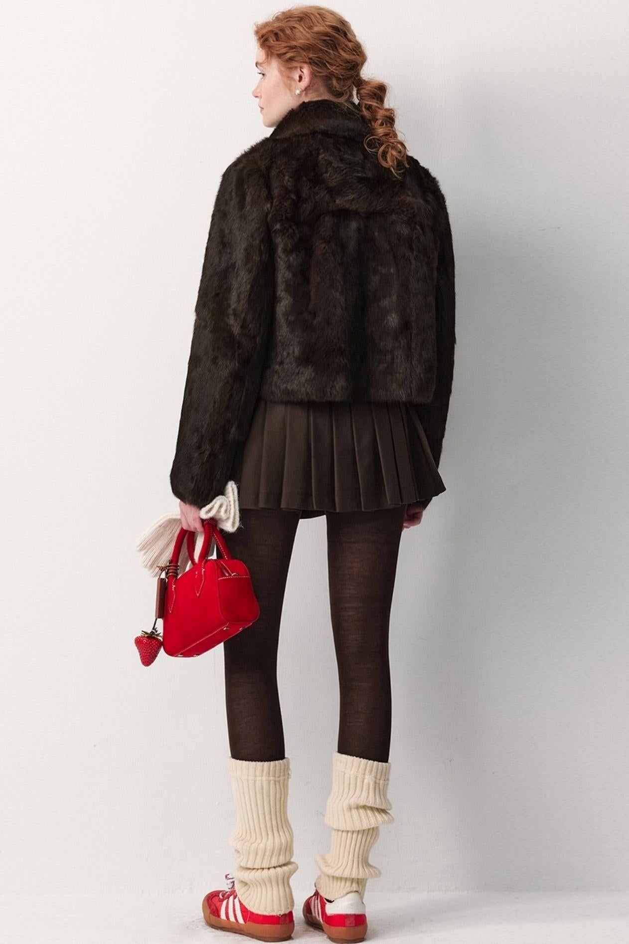 Coffee-Colored Rabbit Fur Coat