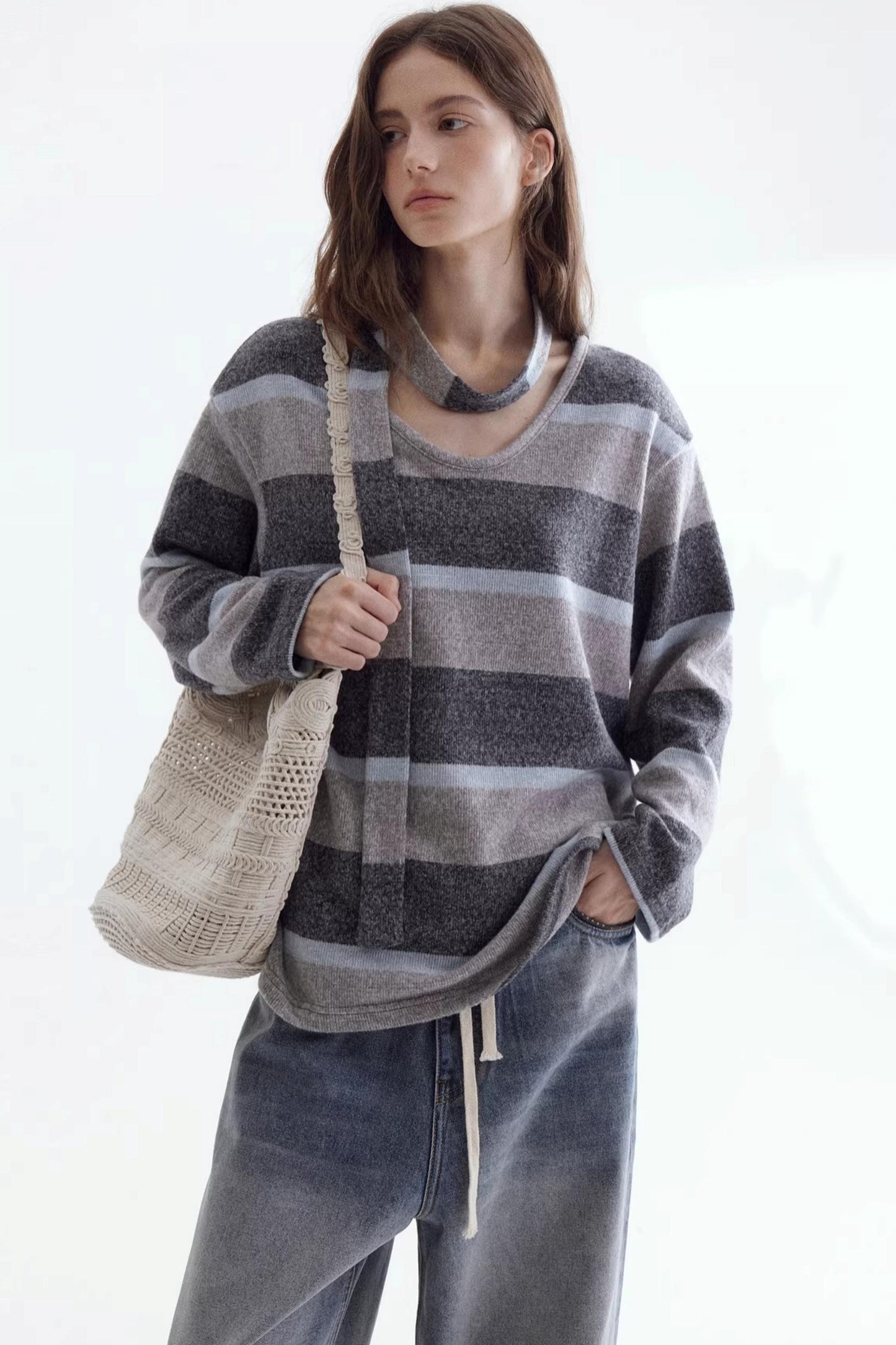 Deconstructed Ribbon Knit Sweater