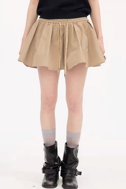 Elastic Tie-Up Puffy Skirt