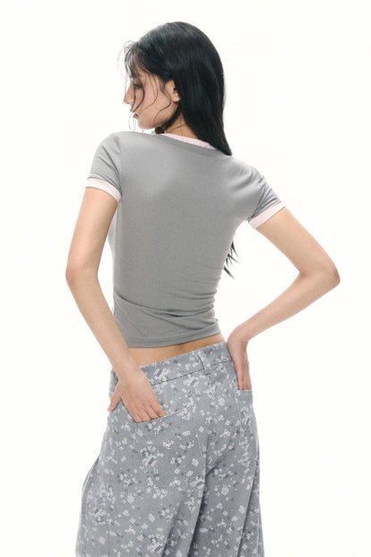 Color Block V-Neck Tee