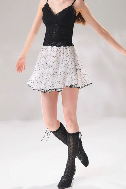 Velvet Polka Dot Skirt Set-Up