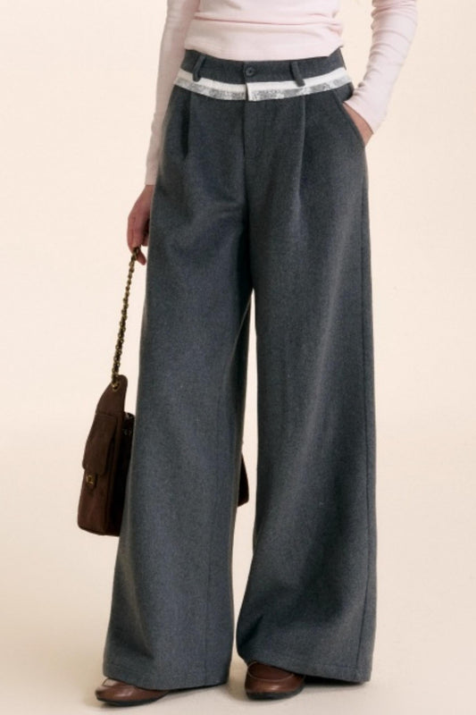 Romantic Lace Woolen Pants