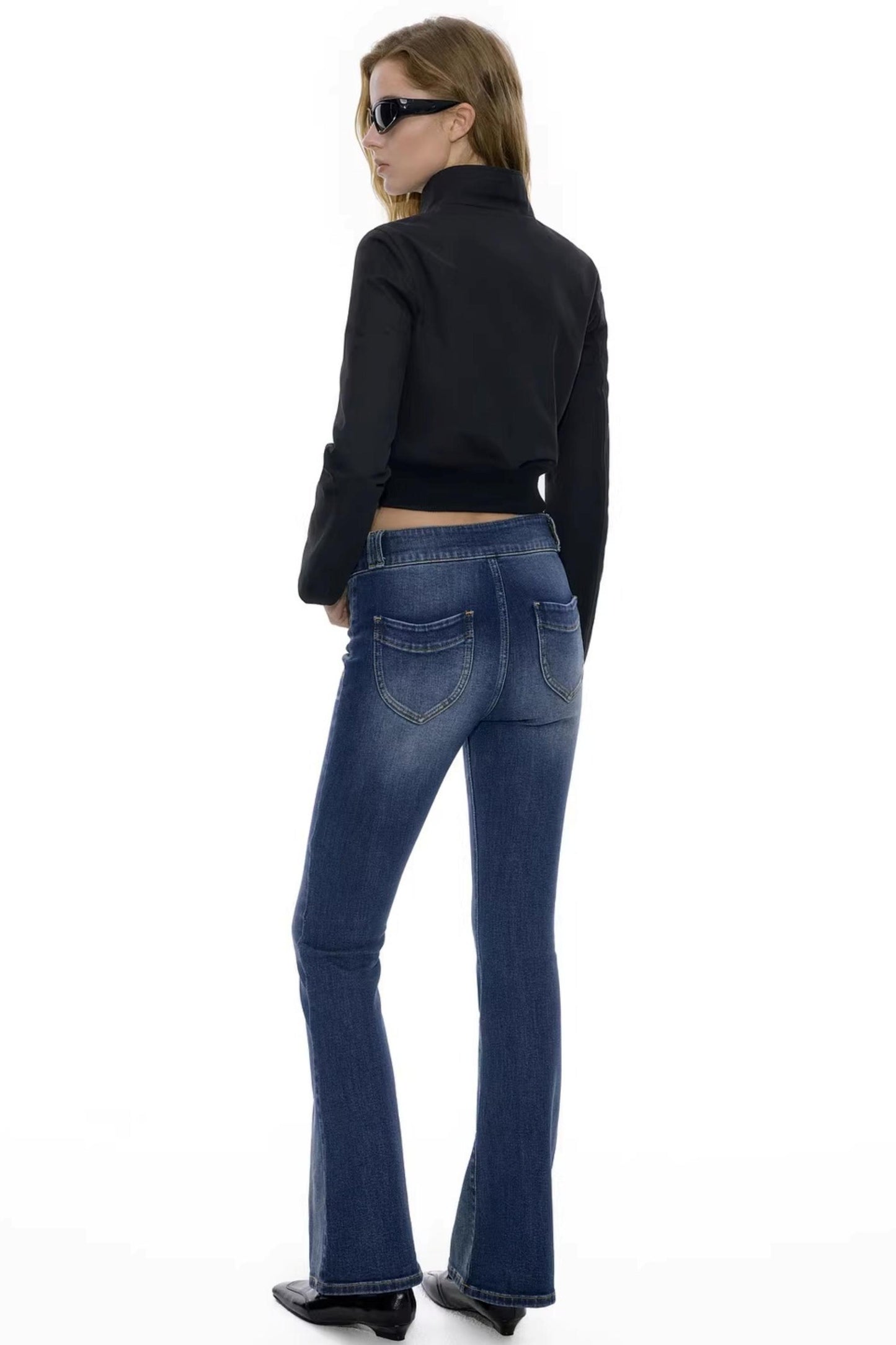 Deep Sea Blue Flared Denim Pants
