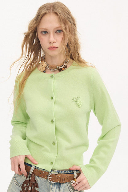 Embroidered Grape Wool Sweater