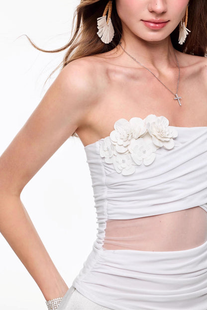 Spring White Knitted Top Skirt Set-Up