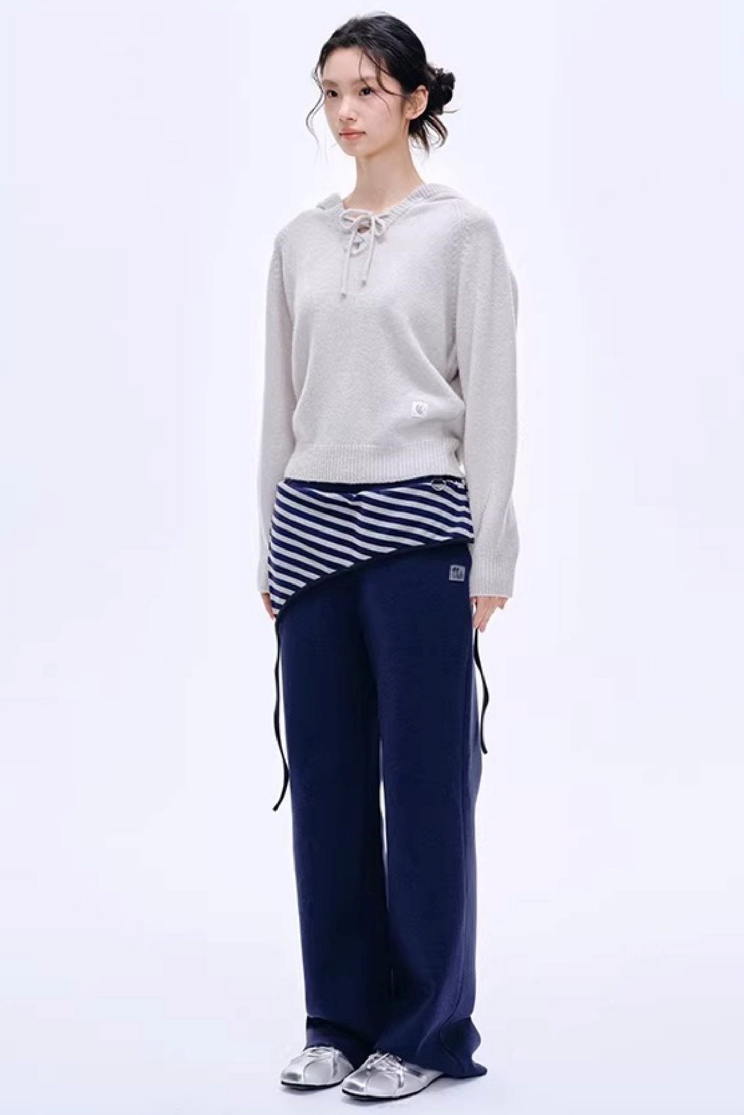 Color-Blocked Cotton Striped Pants