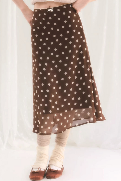 Retro Coffee Polka-Dot Skirt