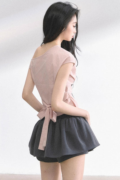 French Lace Asymmetrical Slim Fit Top