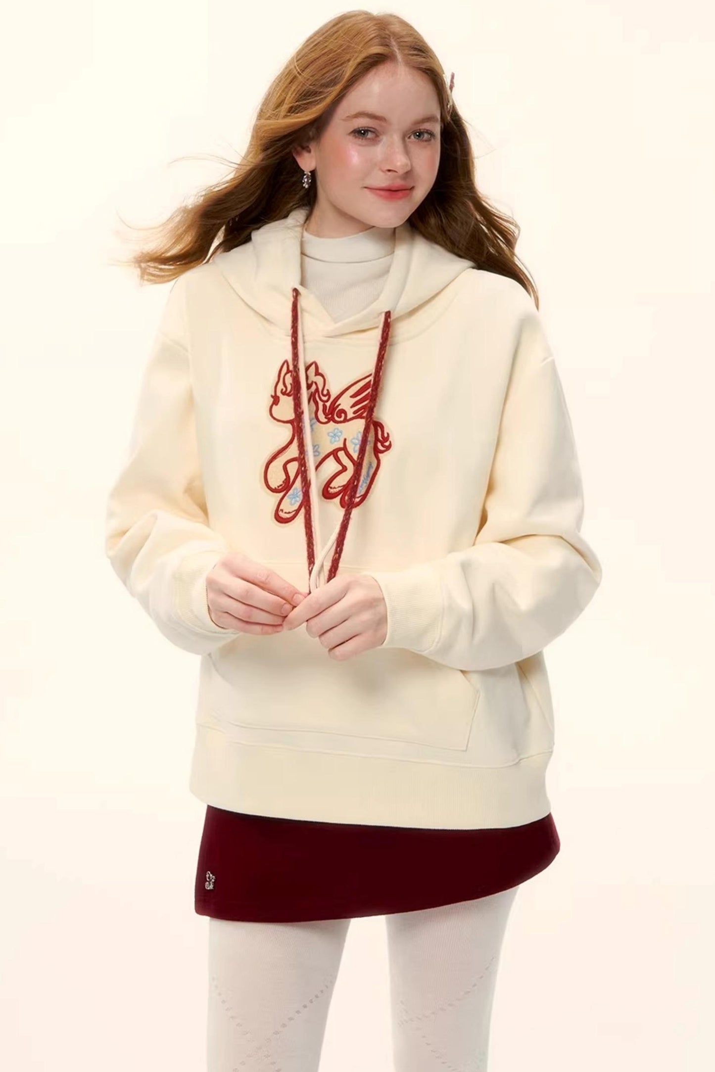 Embroidered Fleece-Lined Hoodie Sweater
