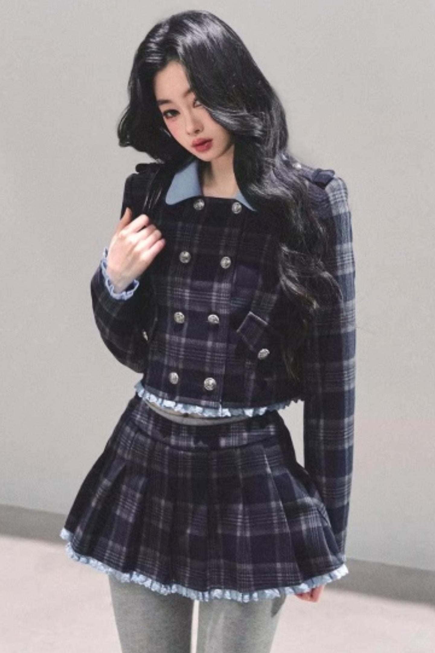 Proust Blue Plaid Suit Set-Up