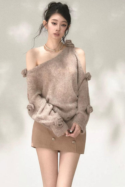Asymmetrical Wool Mohair Knit Top